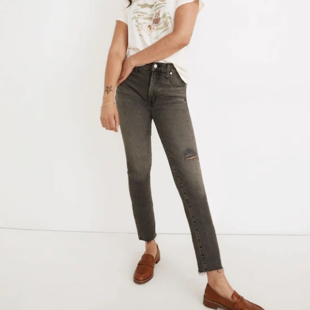 Madewell Women's Size 30p The Perfect Vintage Jeans Cosner Wash Knee Rip Edition - Picture 3 of 7